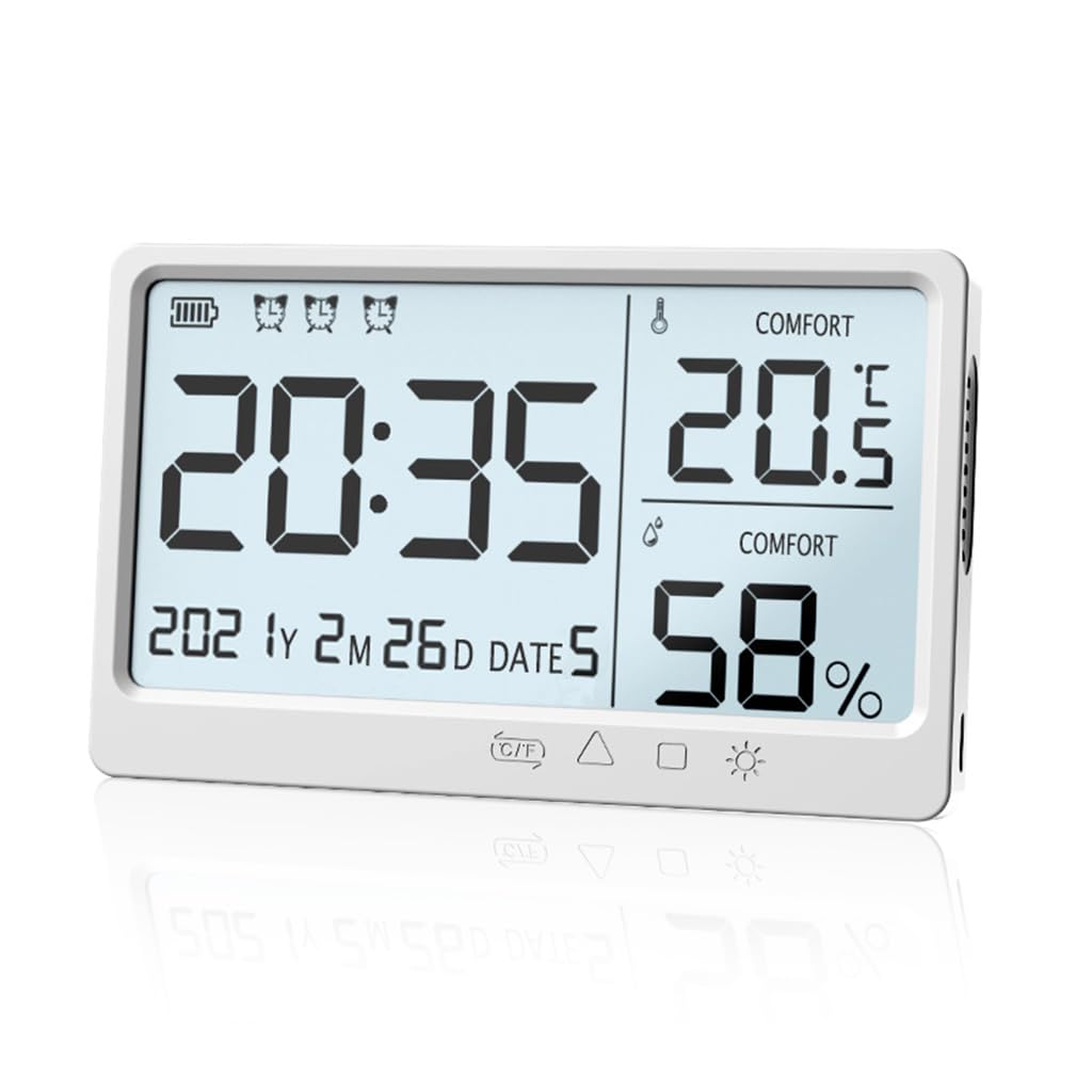 HASTHIP LCD Digital Thermometer Hygrometer Backlight 5'' LCD Digital Temperature USB Rechargeable Hygrometer Gauge Accurate Humidity Meter for Kitchen, Bed Room, Office, Green House HASTHIP LCD Digital Thermometer Hygrometer Backlight 5'' LCD Digital Temperature USB Rechargeable Hygrometer Gauge Accurate Humidity Meter for Kitchen, Bed Room, Office, Green House